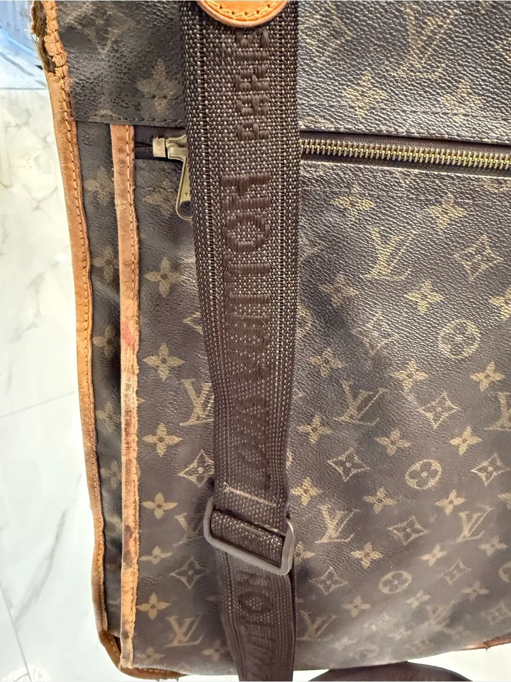 Louis Vuitton Monogram Canvas Travel Garment Bag with Tan Trim
